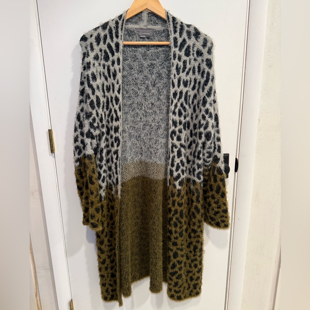 Anthropologie Animal Print Long Cardigan